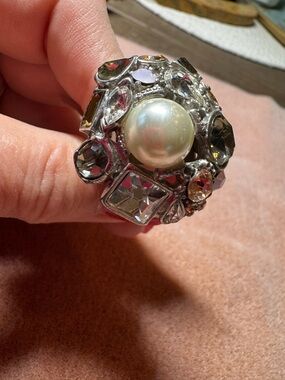 Chico’s Fashion Pearl & Crystal Statement Ring